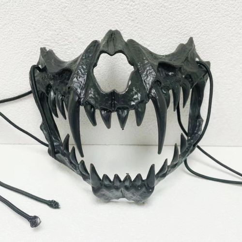 Masques Japonais En Cuir Pu Enracinés Avec Ceinture Élastique,Cosplay,Accessoires De Costume De Fête D'halloween