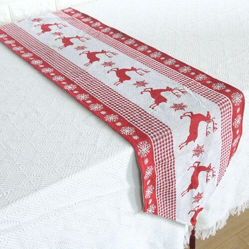 Chemin De Table Long Bonhomme De Neige Flocon De Neige Rouge Joyeux Noël 180cm, Nappe De Fête Dîner Antidérapant, Chemin De Table En Coton Et Lin, Décoration De Maison