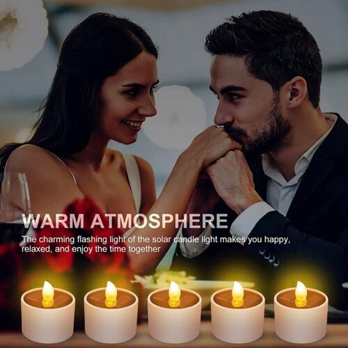 Bougies LED sans flammes à énergie solaire, éclairage décoratif créatif pour la maison, pour une fête d'anniversaire ou un mariage