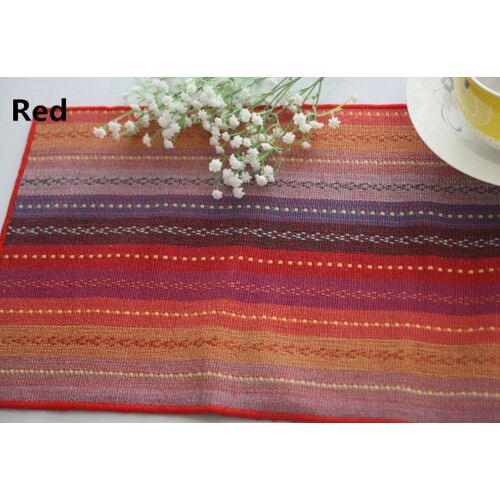 Tapis De Table Coloré À Rayures Pures, 30x45cm, Napperon À La Mode, En Coton, Sous-Verres, Pour Table À Manger, 15
