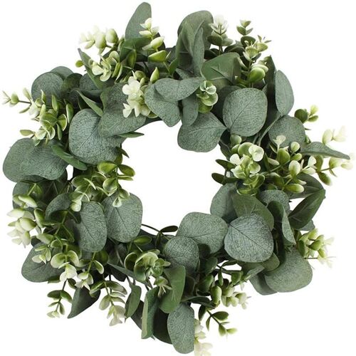 Couronne d'eucalyptus verte artificielle de noël, guirlande suspendue pour porte de Festival, décoration de fête pour porte, fenêtre murale