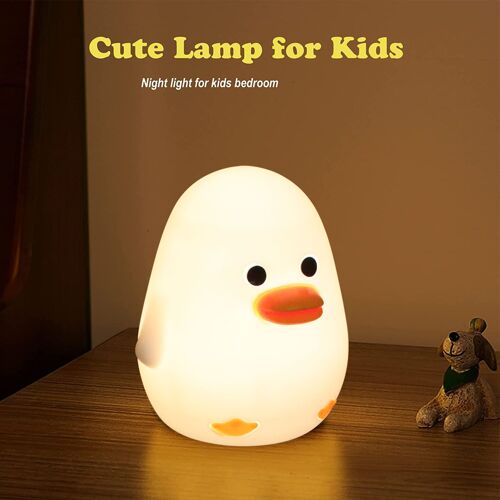 Lampe Led En Forme De Canard En Silicone, Veilleuse Mignonne, À Piles, Avec Minuterie, Pour Chambre À Coucher