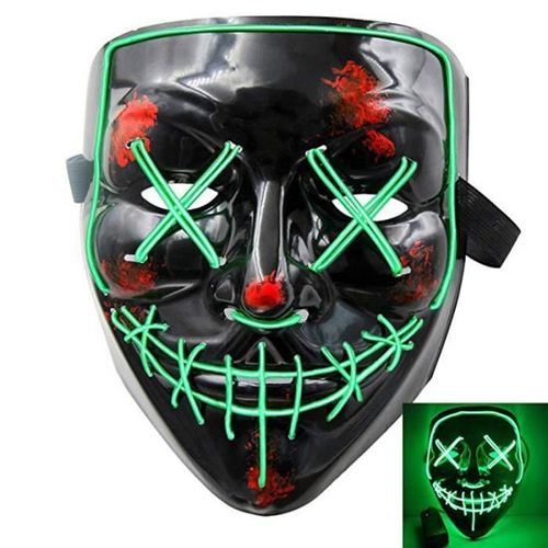 Masque D'halloween Led Light Ototon® - Noir - Adulte - Mixte - Modes: Lumière Fixe, Flash Lent, Flash Rapide.