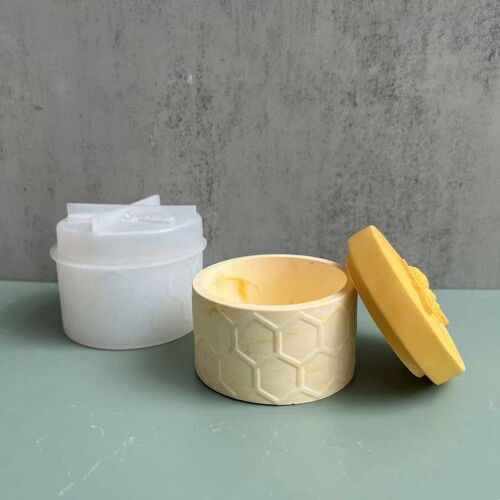 Pot D'équation De Miel Moules En Silicone Avec Couvercle, Béton, Moules De Gypse, Boîte De Plâtre, Pot De Rangement De Bricolage, Élection En Cristal, Moule En Résine Xy, Artisanat De Décoration