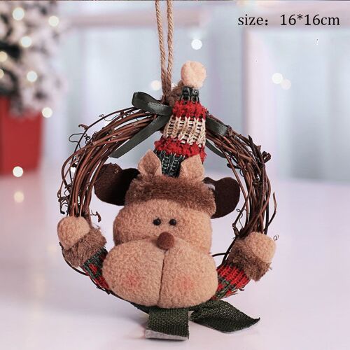 Pendentif couronne de noël, petit père noël, bonhomme de neige, Elk, décoration pour la maison, 2021