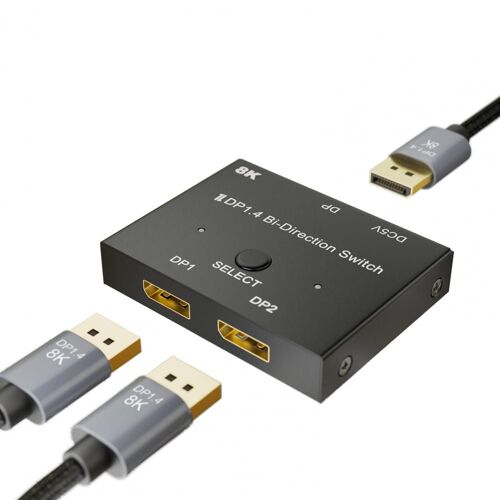 DisplayPort-Commutateur bidirectionnel, deux sources DP vers un affichage DP, plusieurs sources, DP 1.4