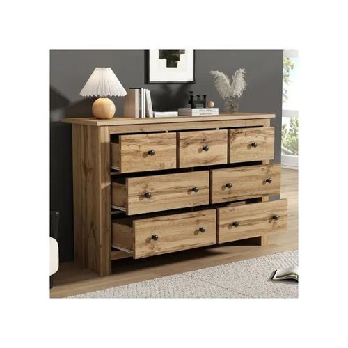 Meuble De Salle À Manger De Grande Capacité En Style Minimaliste Moderne, Meuble Bar À Café En Bois D'origine (Avec 7 Tiroirs)