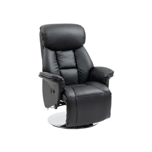 Fauteuil avec dossier et repose-pieds antidérapants, capacité de charge maximale de 150 kg, simili-cuir noir, confortable.
