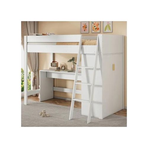 Lit Enfant, Librement Combinable, Sans Matelas, Bois Massif, Blanc 90*200