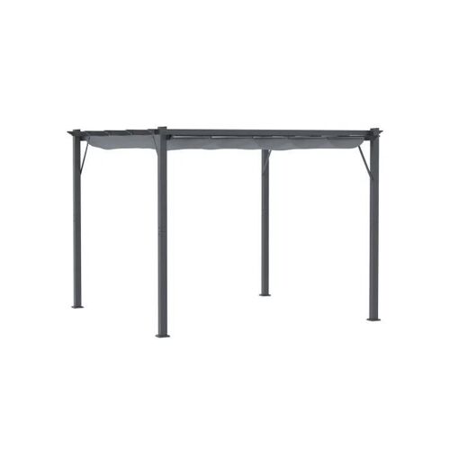 Outsunny Pergola Pavillon Toit De Terrasse Avec Toit Coulissant, Jardin, Aluminium, Gris Charbon+Gris Foncé, 3x3x2,23m