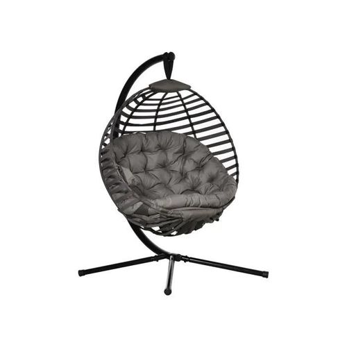 Fauteuil Suspendu Outsunny Panier Suspendu Avec Support Pour 1 Personne, Rembourré, Acier, 126x118x172 Cm