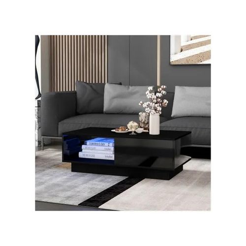 Table Basse, Table Basse Rectangulaire Blanche Avec Éclairage Led, 15 Couleurs, Home Decor (95 X 55 X 32 Cm)