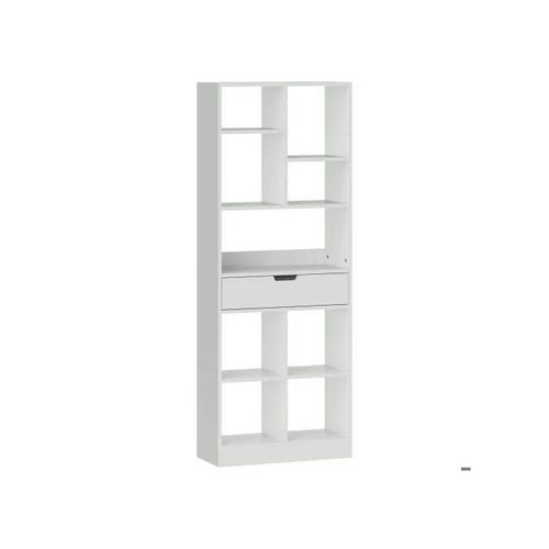Homcom Bibliothèque Bibliothèque Autoportante Avec 9 Étagères Et 1 Tiroir, 60 X 26 X 158 Cm, Blanc