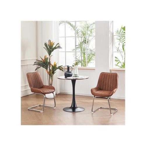 Ces Chaises De Cuisine Et De Salle À Manger Soigneusement Sélectionnées Sont En Similicuir (Lot De Deux).