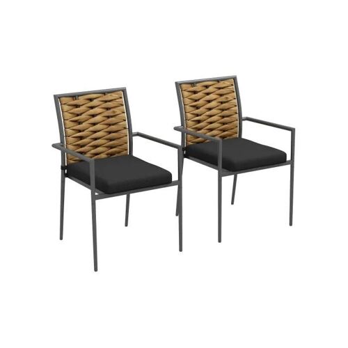 Outsunny Outdoor Chair Chaise De Jardin, Tout Temps, Design Moderne, 57 X 58 X 87 Cm, Noir