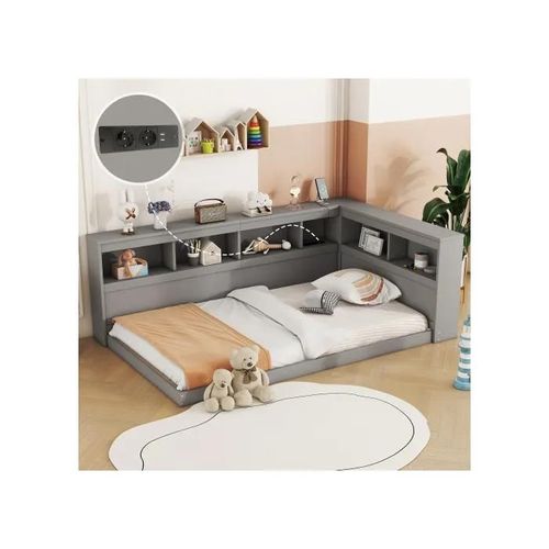 Canapé-Lit, 90 X 200 Cm, Avec Prise De Courant Et 2 Prises Usb (Sans Matelas), Panneau De Particules, Gris