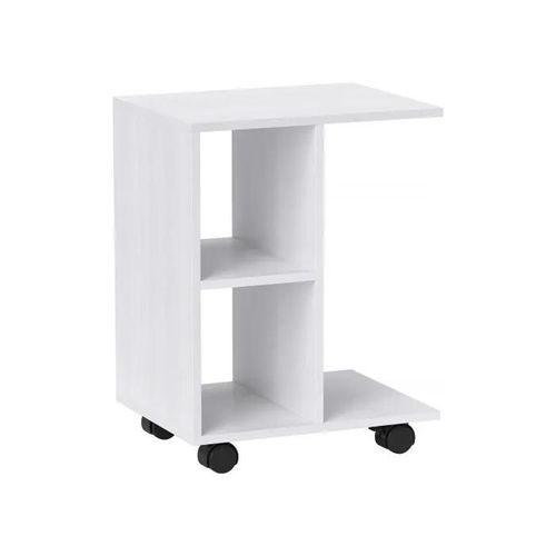 Table Basse Sur Roulettes, Table Basse Portable Pour Petits Espaces, 45 X 35 X 58 Cm, Blanc