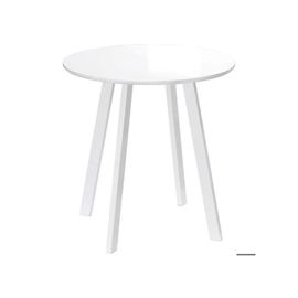 Homcom Table De Cuisine Table Ronde, Pieds Inclinés, Blanc, 72x72x75 Cm