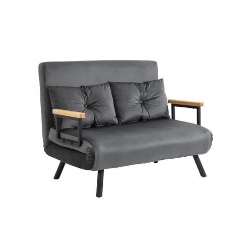 Canapé-Lit Avec Fonction De Couchage Avec Coussins En Velours Gris Foncé 102 X 73 X 81 Cm