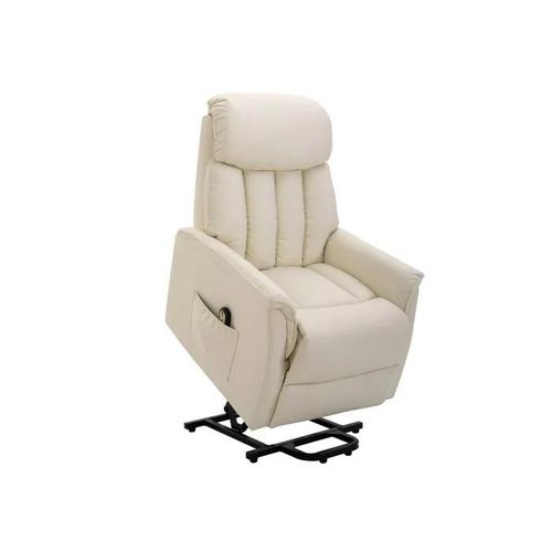 Homcom Fauteuil Releveur Fauteuil Tv Avec Fonction Releveur Électrique Fonction Chaise Longue Similicuir Beige, 80 X 94 X 104 Cm