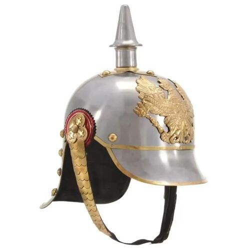 Vidaxl Casque Prussien Allemand Antique Pour Gn Argenté Acier