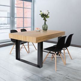 Table A Manger Phoenix 6 Personnes Bois Et Noir 160 Cm