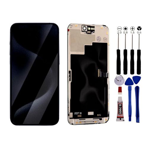 Ecran Complet Iphone 15 Pro Lcd Vitre Tactile Compatible Châssis Kit Outils - Lcd / Noir / Avec Kit Outils