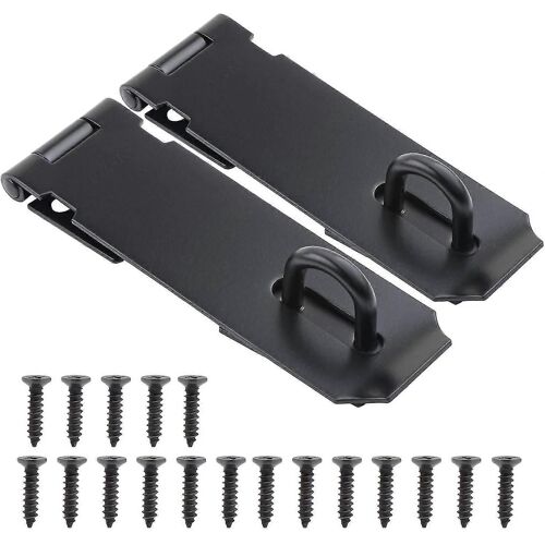 2 Pack 127mm Cadenas En Acier Inoxydable Hasp, Hasp Et Clip Robustes Avec Vis, Prise De Porte, Loquet De Portail, Remise, Clip De Cadenas, Noir