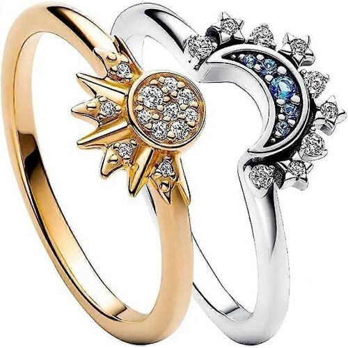 Ensemble De Bague Soleil Et Lune, Bague Scintillante Sun Moon Pour Femme
