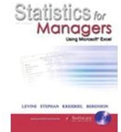 Statistics For Managers Using Microsoft Excel - Study Guide & Student Solutions Manual (4th, 05) By M, Levine David [Paperback (2004)]