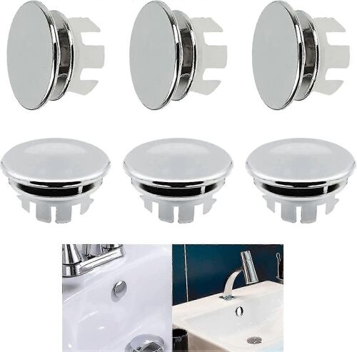 Betterlifefg-Sink Overflow Cover Remplacement Overflow Ring Stopper Pour Salle De Bain Cuisine Évier Round Hole Overflow Insérer Correctement 6pcs Pièce De Rechange