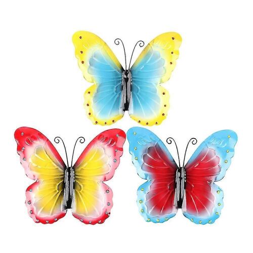3pcs Métal Papillon Wall Art Suspendu Papillon Ornement Sculpture 3D Papillon Statue Ornement
