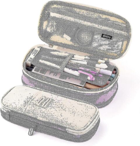 Grande Capacité Crayon Pen Case Office College School Grand Stockage Grande Capacité Sac Porte-Bagages Boîte Organisateur (Violet)