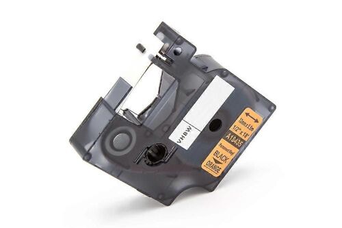 Cassette d'étiquettes vhbw compatible avec l'imprimante d'étiquettes 3M PL300, PL100, PL200 5,5 m x 12 mm noir sur orange, vinyle