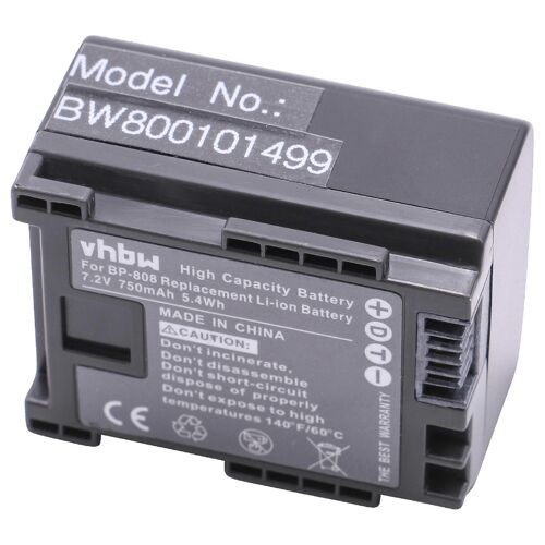 Batterie vhbw compatible avec Canon Legria HF M40, HF M32, HF M400, HF M36 HD, HF M36, HF M406 caméscope caméra vidéo (750 mAh, 7,2 V, Li-Ion) + infochip