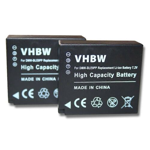 Batterie vhbw 2x compatible avec les appareils photo Panasonic Lumix DMC-TZ80, DMC-TZ85, DMC-TZ100, DMC-TZ81, DMC-TZ101, DMC-TZ202, DMC-TX1 (750 mAh, 7,2 V, Li-Ion)