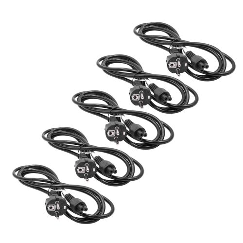 vhbw 5x Cordon d'alimentation Prise de contact de protection pour CEI, par exemple moniteur de PC Ordinateur Imprimante Aspirateur - C5 Mickey Mouse Clover Socket, 2 m