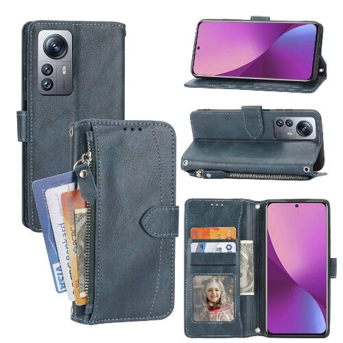 Flip Étui Pour Xiaomi 12 Lite Cuir Pu Bicelle Titulaire De La Carte Fermeture Magnétique Sangle - Bleu