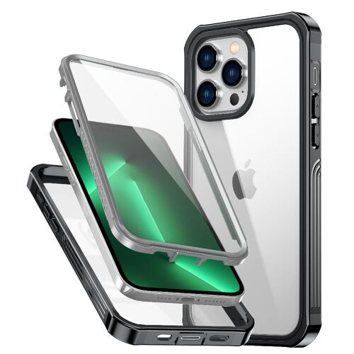 Étui Pour Iphone 14 Preuve De Chute Et De Crash Entièrement Transparent Film Protecteur En Pet 360 Tout Compris - Noir