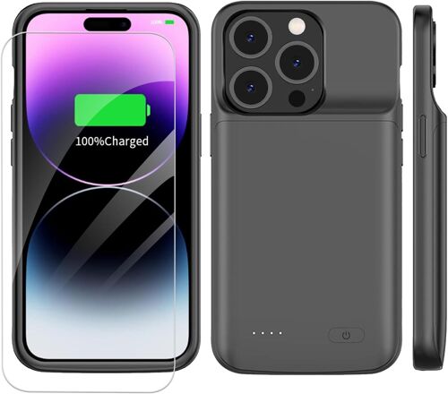 SJZG-Coque Batterie Pour Iphone 14 Pro Max, 8500 Mah, Ultra Fine, Chargeur Portable, Batterie Rechargeable, Compatible Avec Iphone 14 Pro Max (6,7 Pouces-Noir)