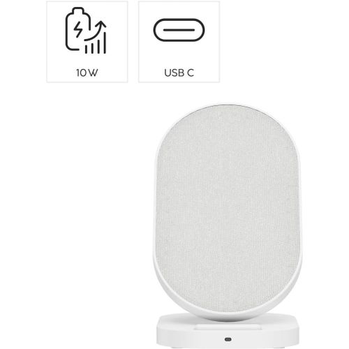 Qi-Fc10s-Fab Chargeur Sans-Fil Wireless Usb C Pour Iphone Samsung Android - Charge À Induction 10w,Charge Rapide & Optimisée Du Smartphone,Détection Auto Du Smartphone - Blanc
