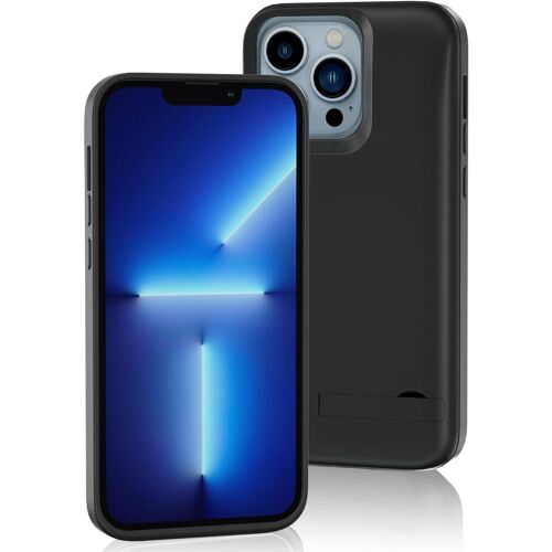 SJZG-Coque De Batterie Pour Iphone 14 Pro/13 Pro, Étui De Charge Portable 6000 Mah Avec Béquille, Couvercle De Chargeur De Secours Rechargeable ¿ Noir