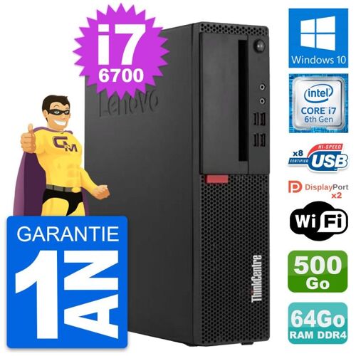 PC Lenovo ThinkCentre M910s SFF i7-6700 RAM 64Go Disque 500Go Windows 10 Wifi