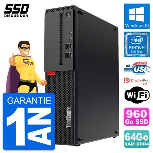 PC Lenovo ThinkCentre M910s SFF Pentium G4400 RAM 64Go SSD 960Go Windows 10 Wifi