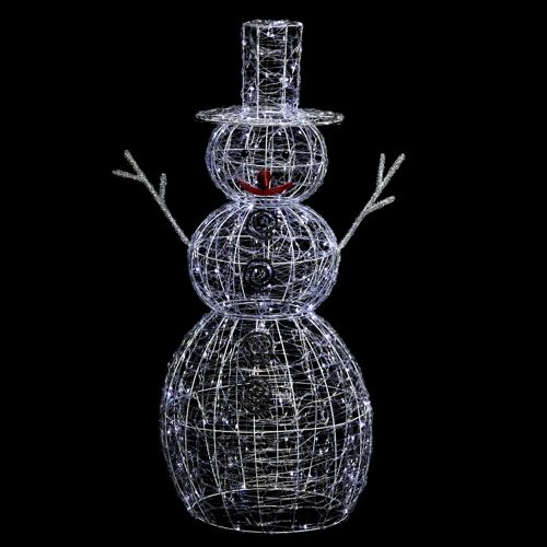 Décoration extérieure lumineuse de Noël Bonhomme de Neige - L. 67 x H. 120 cm - Couleur blanc froid