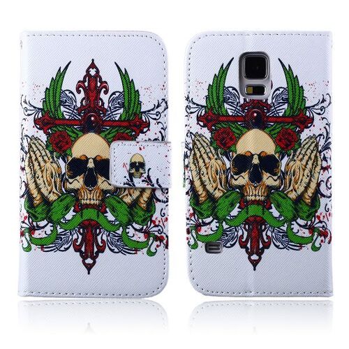 ETUI FOLIO A RABAT SAMSUNG GALAXY S5 LA TETE DE MORT MEXICAINE ECO-CUIR (PU)