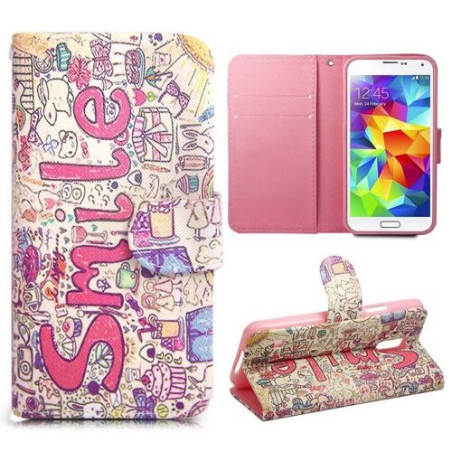 ETUI FOLIO A RABAT SAMSUNG GALAXY S5 RESTAURANT SMILE ECO-CUIR (PU)