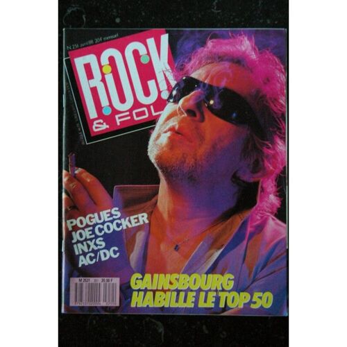 Rock & Folk 251 Avril 1988 Cover Serge Gainsbourg Pogues Joe Cocker Inxs Ac/Dc Poster Joe Cocker