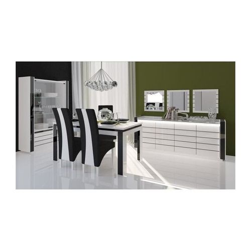 Salle À Manger Lina Buffet + Vitrine + Table 160cm + 3 Miroirs