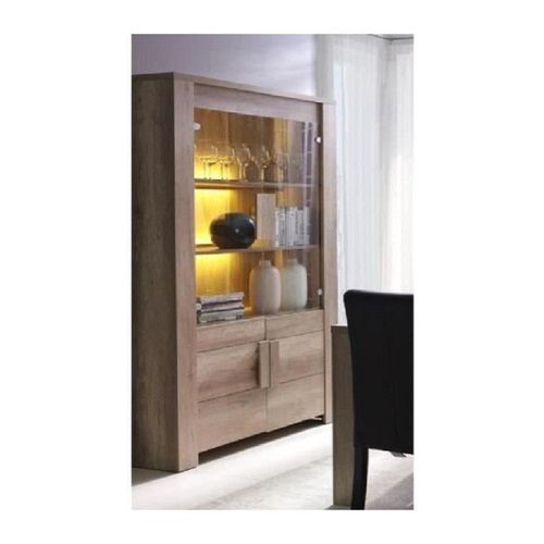 Vitrine, Argentier, Vaisselier Farra 4 Portes + Led. Meuble Contemporain Idéal Pour Votre Salon Ou Salle À Manger.